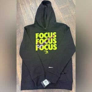 Nike Black Crewneck Hoodie with Neon Yellow 'FOCUS' Graphic